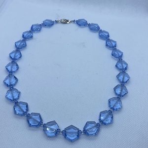 VINTAGE BLUE GLASS NECKLACE